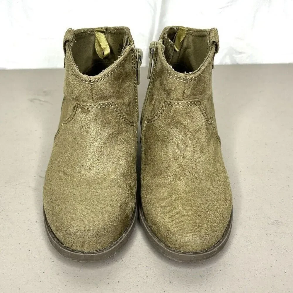 Old Navy Olive Faux‎ Suede Side Zip Western Ankle Bootie Toddler Size 7